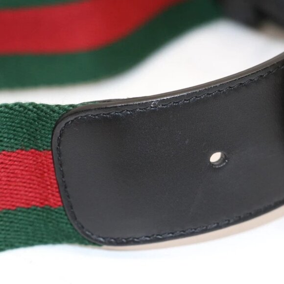 Gucci GG Marmont Web Belt Canvas Leather Size 70X30 - Green/Red/Black/Gold - Picture 6 of 14